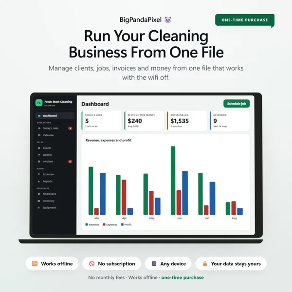 Cleaning Business Manager screen 01.