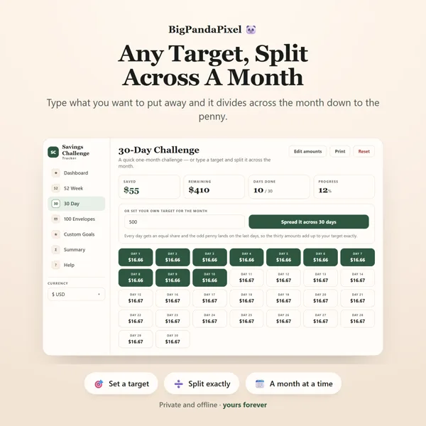 Savings Challenge Tracker screen 06.