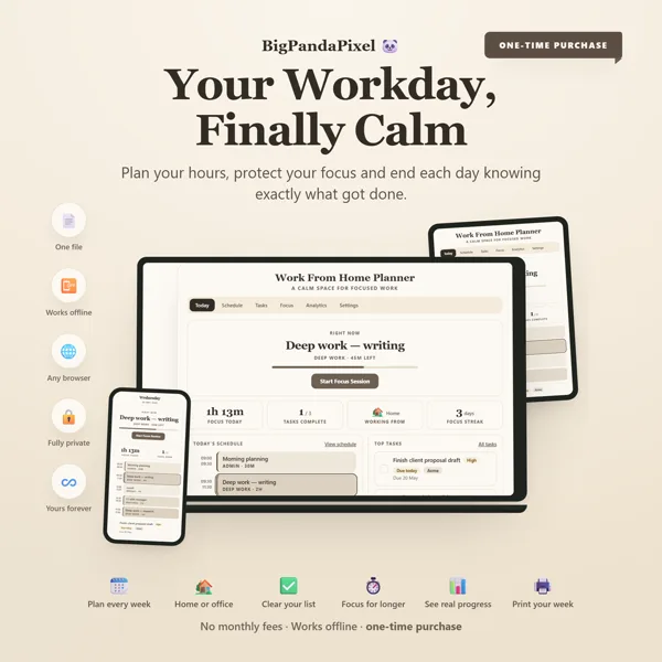Work From Home Planner screen 01.